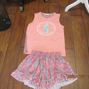 Simply Southern Seahorse Design Tank Top & Shorts Size Large